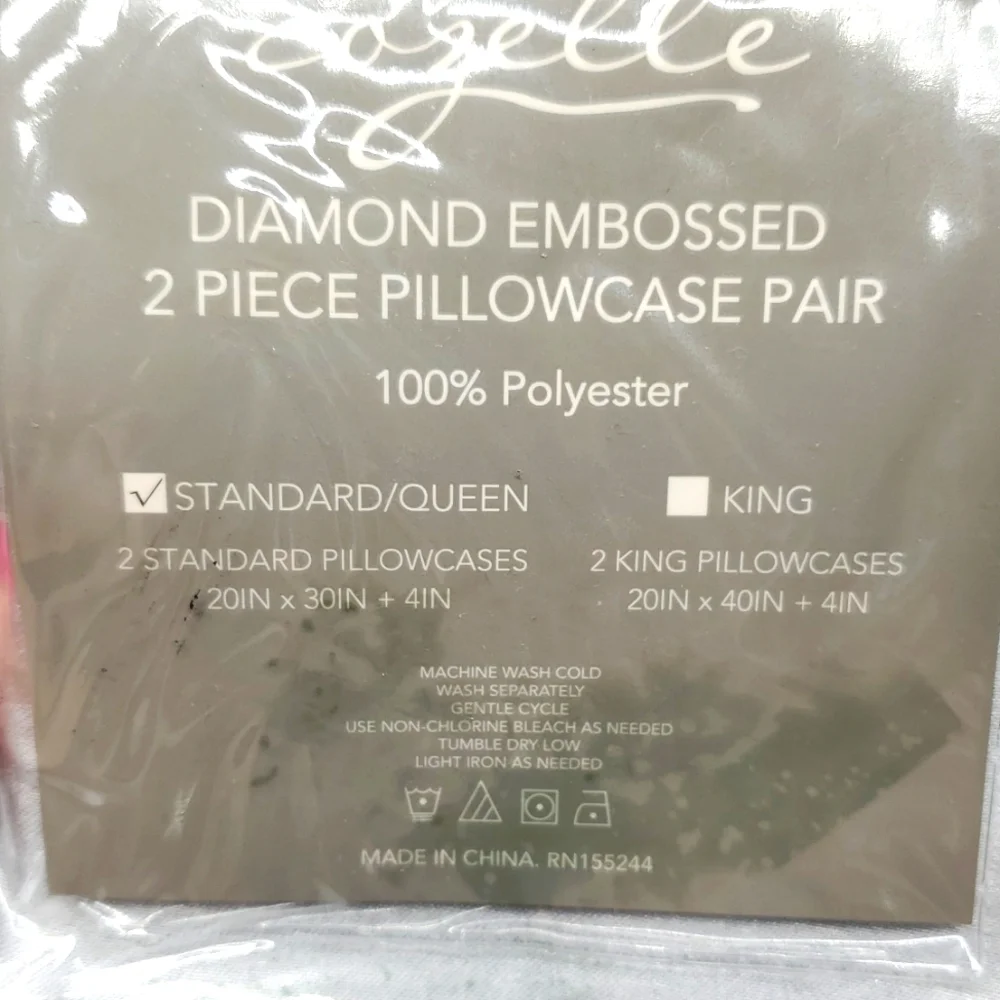 Cozelle Gray Diamond Embossed Satin Pillowcase Pair